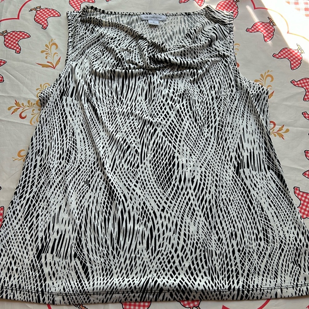 Liz Claiborne Women’s Sleeveless Tank Top XL Black & White Zebra 🦓 NWOT Unique